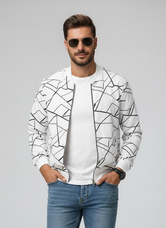 Winter Geo Printed Jacket For Men