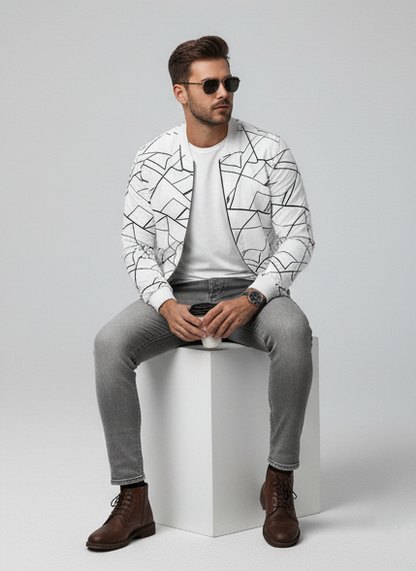 Winter Geo Printed Jacket For Men
