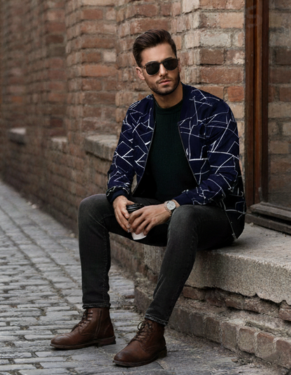 Winter Geo Printed Jacket For Men
