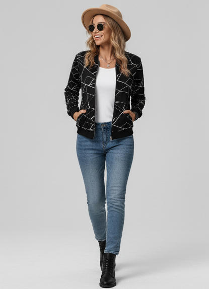 Winter Geo Printed Jacket For Women