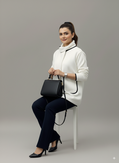 Long Sleeve Winter Trim Coat + Shawl