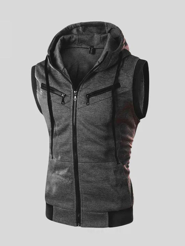 Winter Sleeveless Hooded Zipper For Women