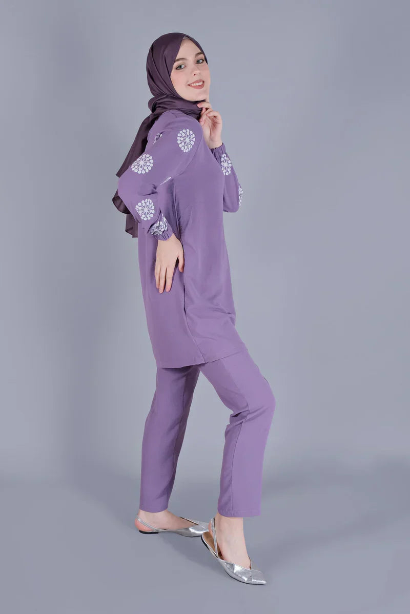 Winter Flower Printed Long Sleeves 2 PCs Co-Ord Set
