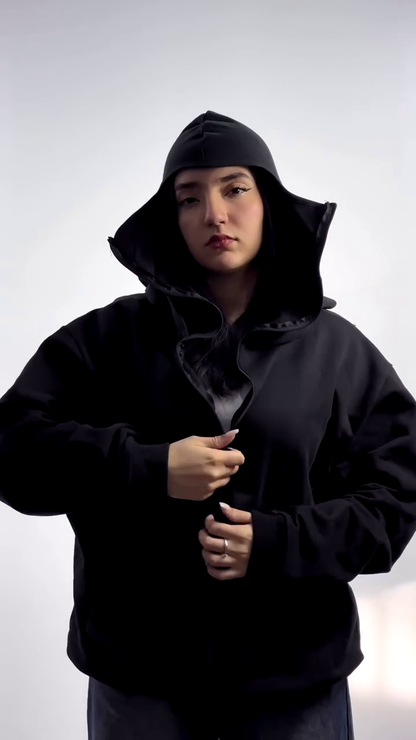Winter Balaclava Ninja Zipper Hoodie Jacket For Women