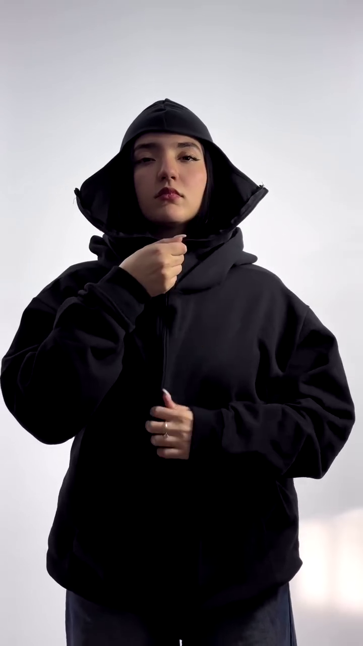 Winter Balaclava Ninja Zipper Hoodie Jacket For Women
