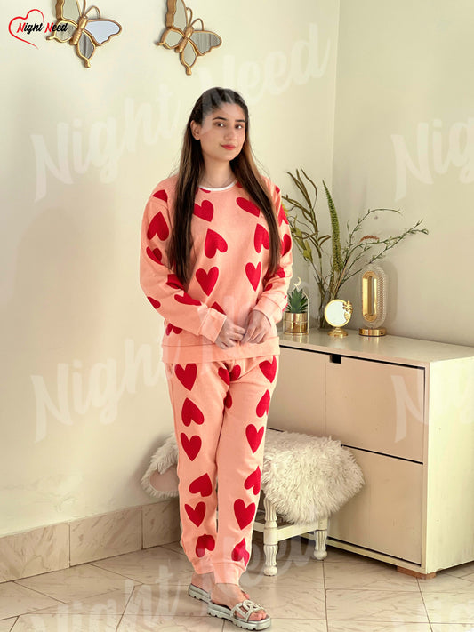 Winter Pink Dilber Printed Night Suit
